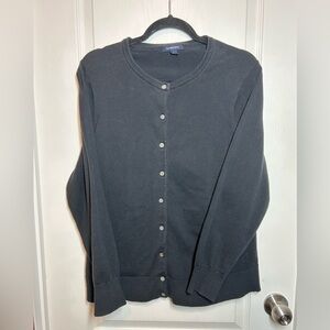 Land’s End Black Cotton Blend Button-Up Cardigan - Size 1X